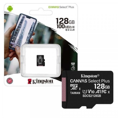 MicroSD 128GB Kingston Class 10 Canvas Select Plus A1 (100 Mb/s) без адаптера