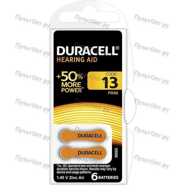 Эл. пит. ZA13 BL6 Duracell (60)