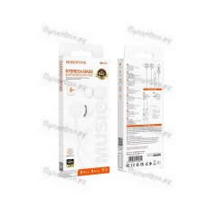 Наушники внутриканальные Borofone BM94 Sonar, пластик, микрофон, кабель Jack 3.5mm, 1.2м, цвет: белы