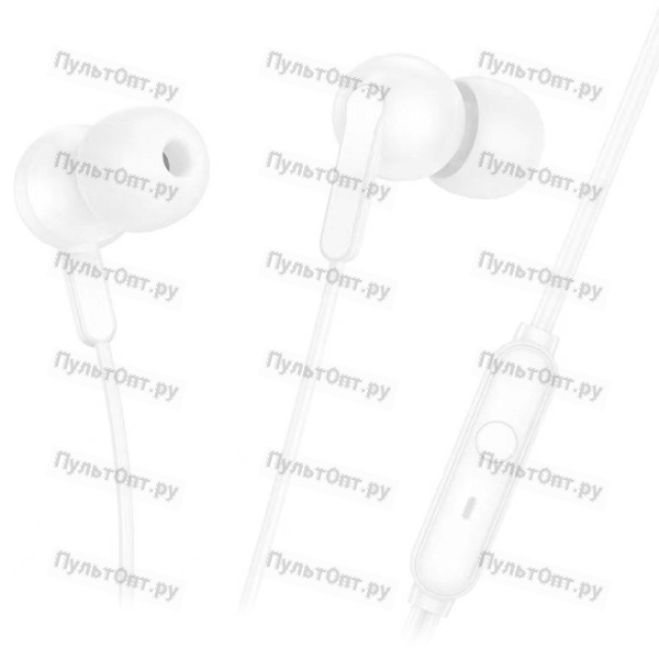 Наушники внутриканальные Hoco M124 Wide, кнопка ответа, микрофон, 3.5mm, цвет: белый (1/1000)