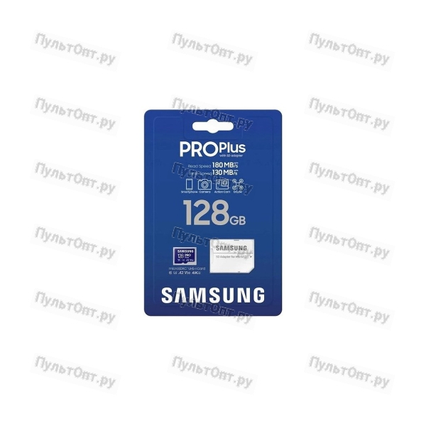 MicroSD 128GB Samsung Class 10 Pro Plus A2 V30 U3 (R/W 180/130 MB/s) + SD адаптер