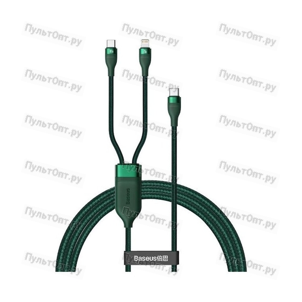 Кабель Type-C - 8 pin, Type-C Baseus CA1T2-F06 Flash Series, 1.2м, круглый, 2.1A, нейлон, алюминий, 