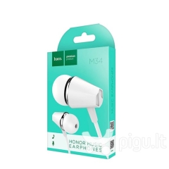 Наушники внутриканальные Hoco M34, микрофон, кнопка ответа, кабель 1.2м, белый (1/40/40)