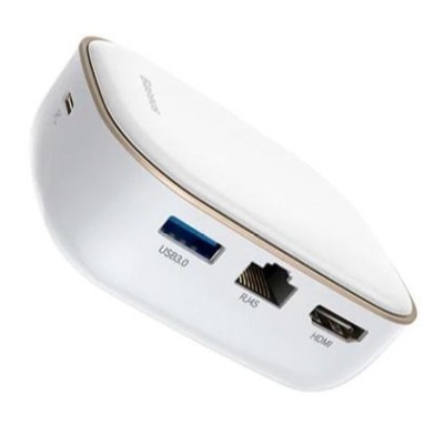 USB-концентратор Baseus, CAHUB-AU02, AC Multifunctional, USB3.0*2+4K HD*1+SD/TF*1+RJ45, цвет: белый