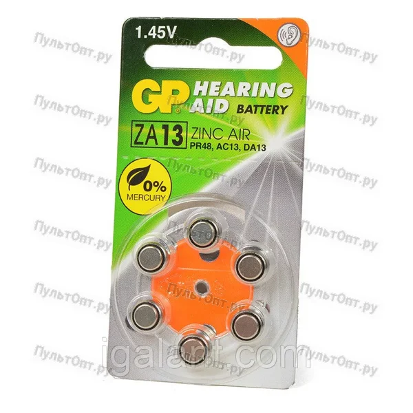 Эл. пит. ZA13 Zinc Air BL6 GP (60)