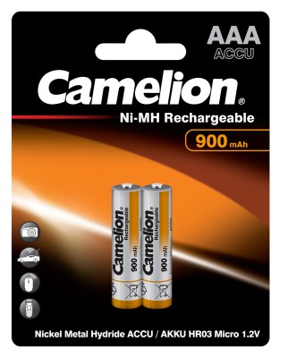 Аккумулятор бытовой Camelion R03 AAA BL2 NI-MH 900mAh (2/24/480)