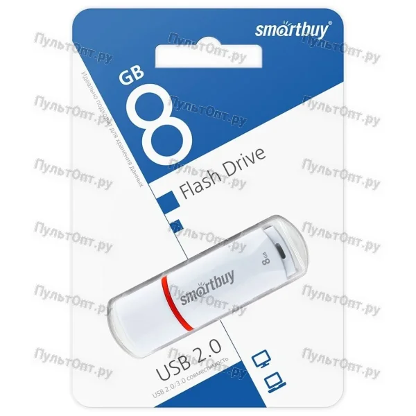 USB 8GB Smartbuy Crown белый COMPACT