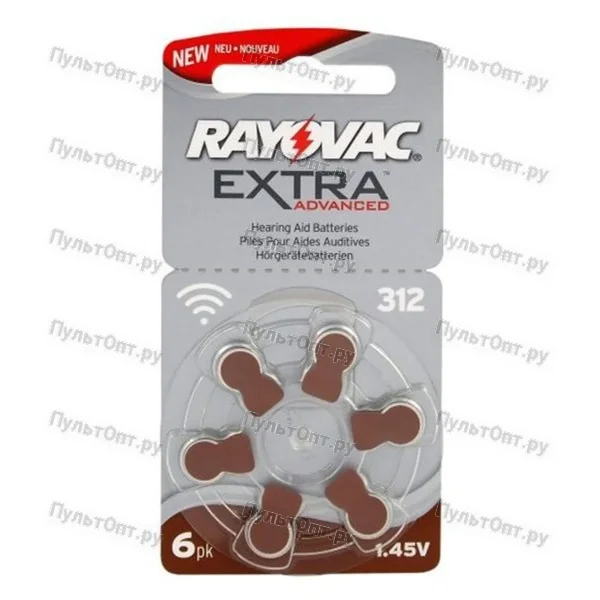 Эл. пит. ZA312 Zinc Air BL6 Rayovac Extra (60)