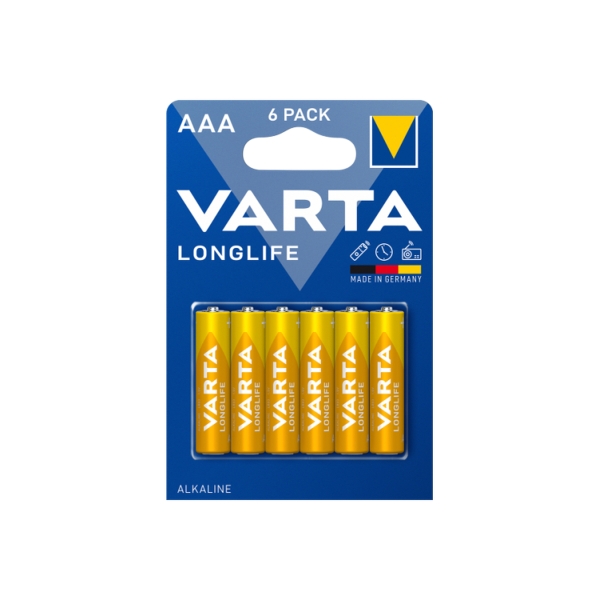 Батарейка Varta LONGLIFE LR03 AAA BL6 Alkaline 1.5V (4103) (6/60/300)