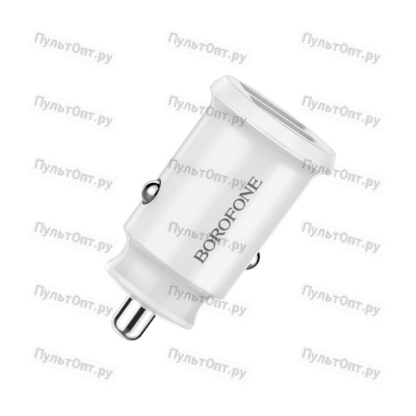 Блок питания автомобильный 2 USB Borofone, BZ8, MaxRide, 2.4A, пластик, цвет: белый