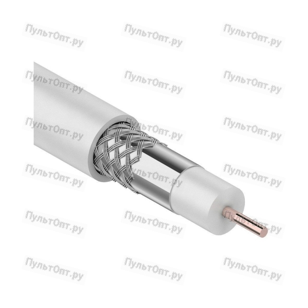 Кабель коаксиальный PROconnect LIGHT RG-6U, 75 Ом, CCS/Al/Al, 32%, бухта 100 м, белый (1/6)