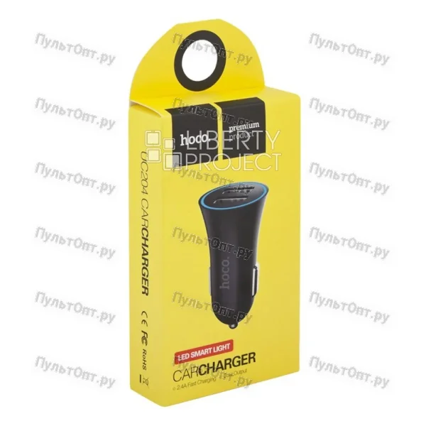 Автомобильное ЗУ Hoco UC204 2USB 2.4A белый (1/160)