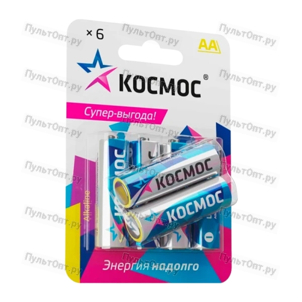 Батарейка Космос LR6 AA BL6 Alkaline 1.5V (6/72/432)