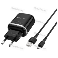 Сетевое З/У Borofone BA36A 1USB 3.0A QC3.0 с кабелем microUSB черный (1/60/240)