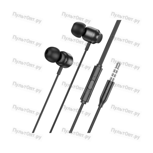 Наушники внутриканальные Hoco M122 Power metal, кнопка ответа, микрофон, 3.5mm, цвет: чёрный (1/1000
