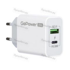 Сетевое З/У GoPower GPQC08 1USB+1Type-C 20W QC3.0 белый