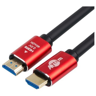 Кабель Atcom HDMI (m)-HDMI (m) 3.0м силикон ver.2.0 черный красный в пакете (1/80)