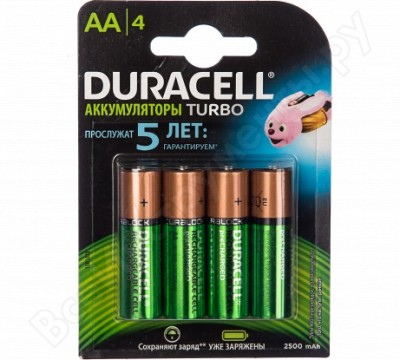 Аккумулятор Duracell HR6 2400mAh/2500mAh BL4 предзаряженные (4/40/15000)