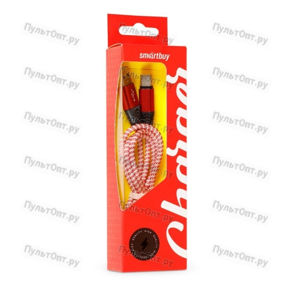 Зарядка (кабель) Smartbuy Type C нейлон красный 2 А, 1 м BOX(iK-3112HH-NBred)/60