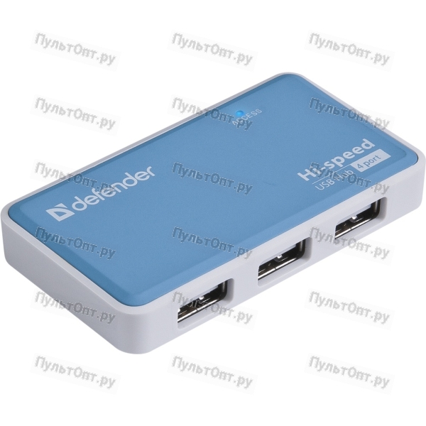 USB-Хаб Defender Quadro Power 4USB USB2.0 голубой (1/50)