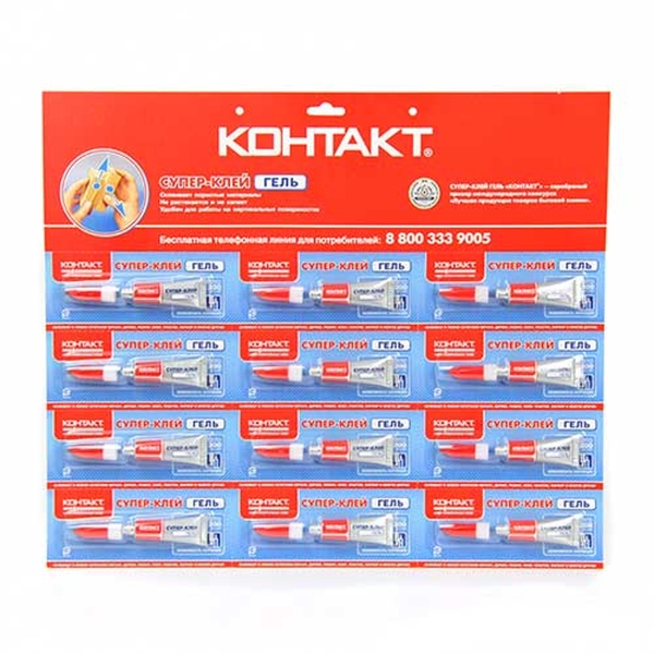 Супер-клей Контакт ГЕЛЬ 3г универсальный BL12 (12)