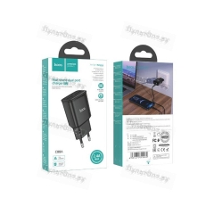 Блок питания сетевой 2 USB Hoco, C88A, Star, 2400mA, пластик, цвет: чёрный(1/12/120)