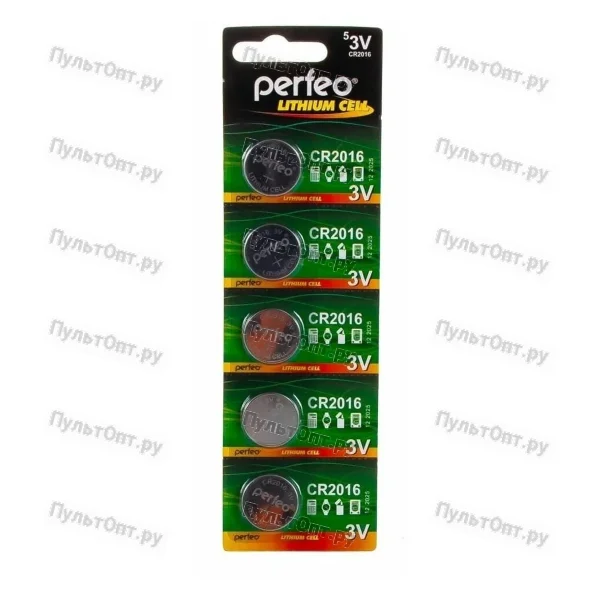 Эл. пит. Perfeo CR2016/5BL Lithium Cell (5/100/600)