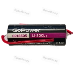 Батарейка GoPower ER18505 PC1 Li-SOCl2 3.6V с коннектором для счетчиков ПУЛЬС (1/20/200)