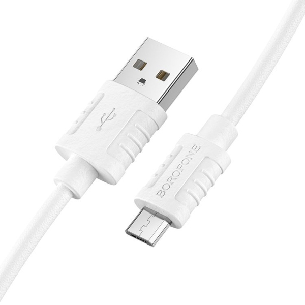 Кабель USB - микро USB Borofone BX52 Airy, 1.0м, круглый, 2.4A, силикон, цвет: белый(1/360)