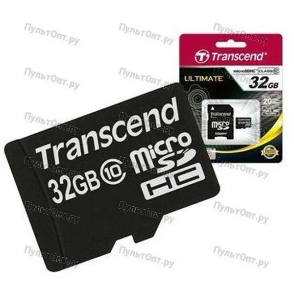 MicroSD 32GB Transcend Class 10 + SD адаптер