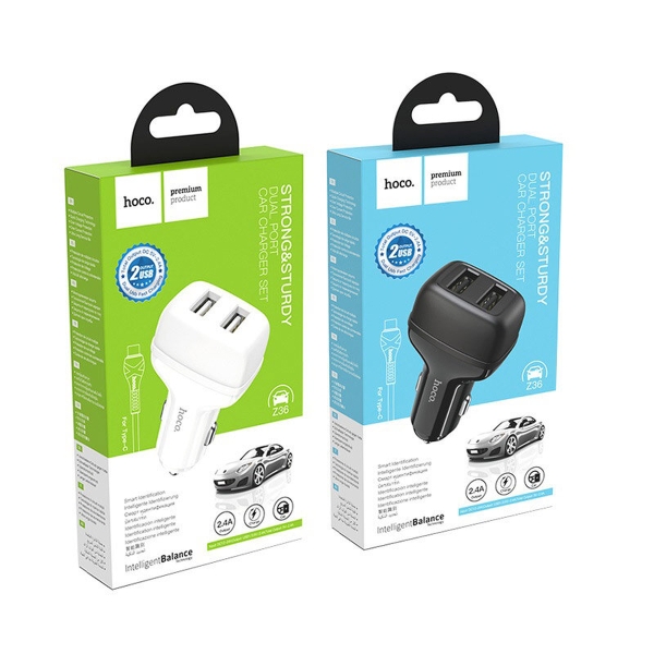 Автомобильное ЗУ Hoco Z36 2USB 2.1A белый (1/14/140)