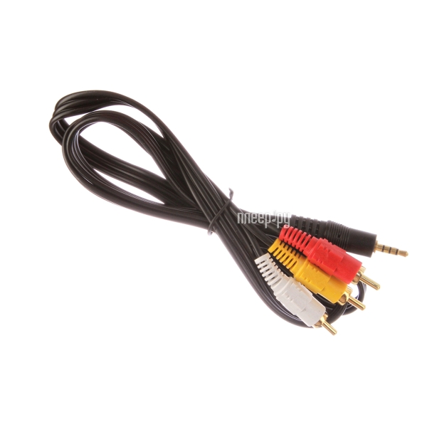 Кабель AUX Atcom Jack 3.5mm (m)-3xRCA (m) 1.0м силикон черный (1/10/500)