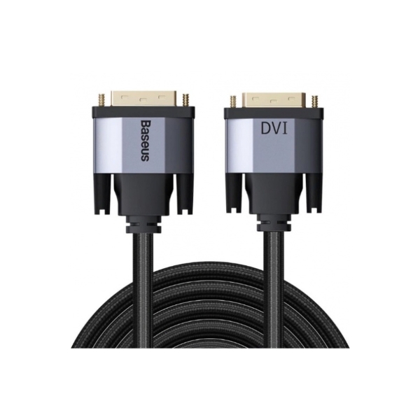 Кабель DVI Male - DVI Male Baseus, CAKSX-Q0G, Enjoyment series, 1.0м, круглый, нейлон, цвет: темно-с