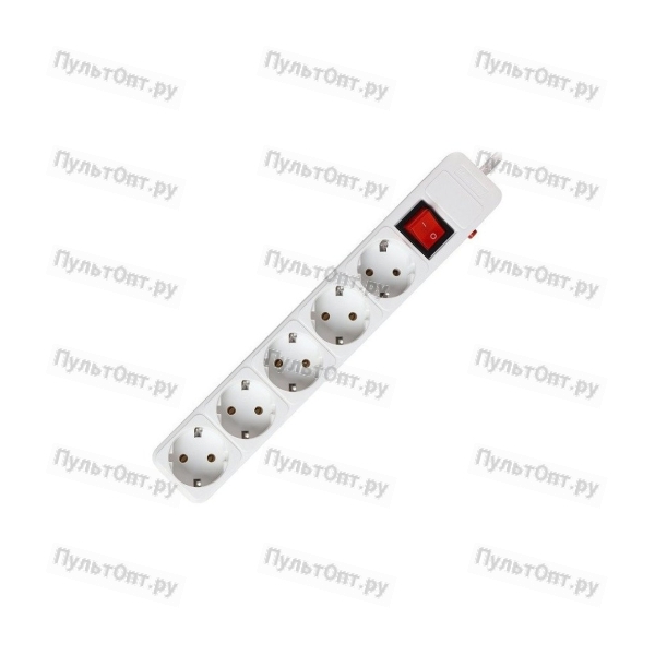 Сетевой фильтр Smartbuy 16А, 3500 Вт, 5 гнезд, с з/ш, земля, ПВС 3x1.0 мм?, 5,0 м, белый (1/35)