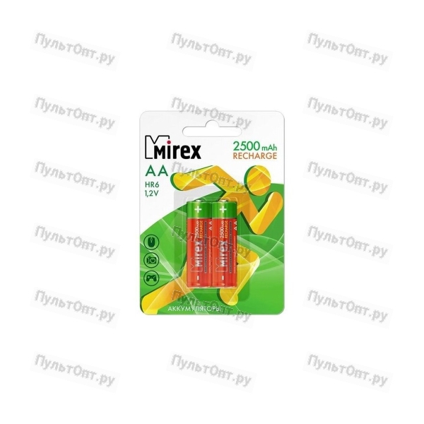 Аккумулятор Ni-MH Mirex HR6 / AA 2500mAh 1,2V 2 шт (2/20/100), ecopack