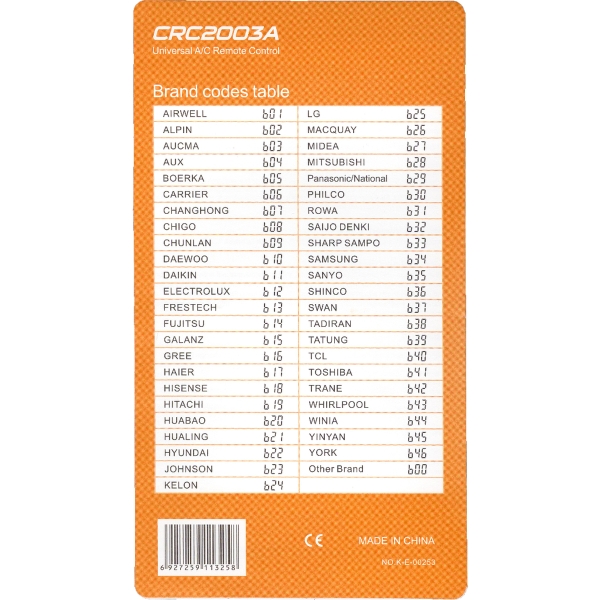 Пульт для кондиционера Qunda CRC2003A