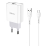 Блок питания сетевой 1 USB Hoco, C81A, Asombroso, 2100mA, пластик, огнестойкий, кабель Type-C, X37 c