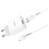 Блок питания сетевой 1 USB Hoco, C81A, Asombroso, 2100mA, пластик, огнестойкий, кабель Type-C, X37 c