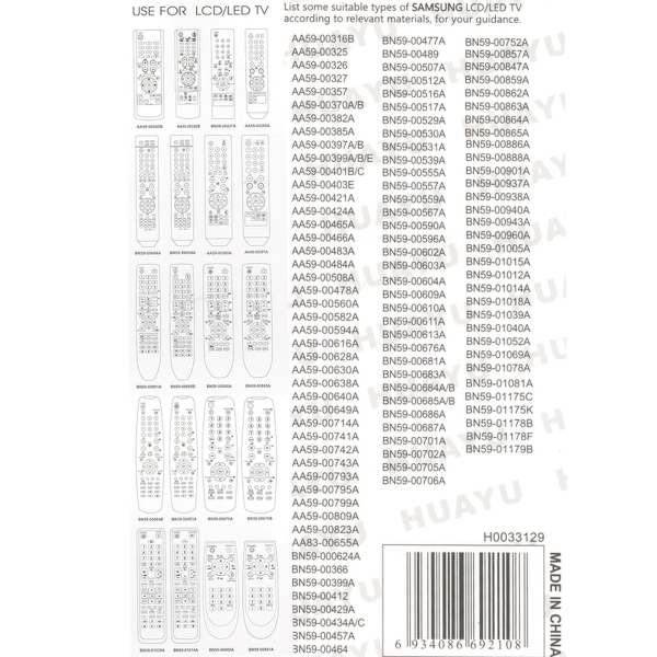 Универсальный пульт Huayu для Samsung RM-766B