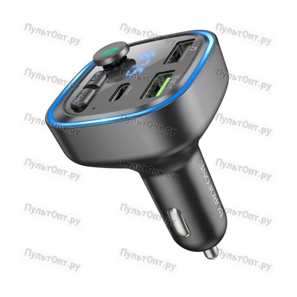 FM-трансмиттер Borofone BC48 Broad, Bluetooth, 2 USB, Type-C, пластик, кнопка ответа, TF, QC3.0, дис