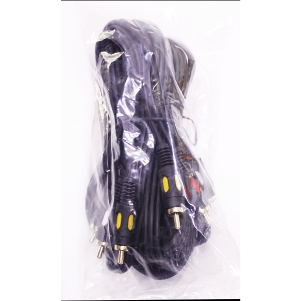 Шнур 3*RCA (тюльпан) штекера - 3*RCA (тюльпан) штекера 5м (пластик-золото) D3x4мм