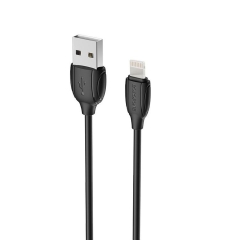 Кабель USB - 8 pin Borofone BX19 Benefit, 1 м, круглый, 2.4A, силикон (чёрный)