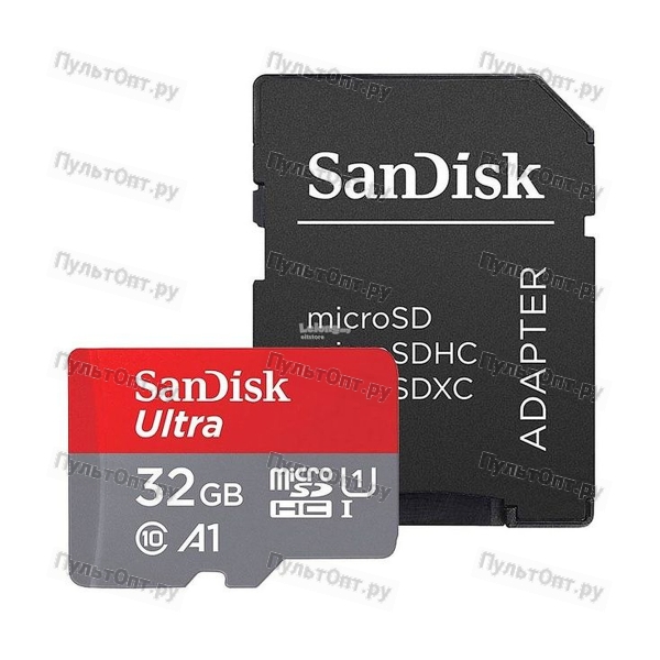 MicroSD 32GB SanDisk Ultra Light Class10 UHS-I (U1) 100 МБ/сек с адаптером