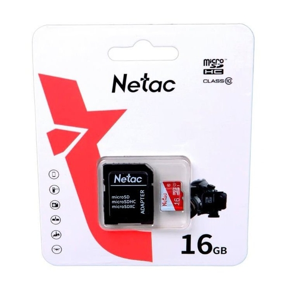 MicroSD 16GB Netac P500 Eco Class 10 + SD адаптер