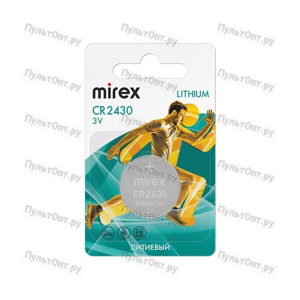 Элемент питания Mirex CR2430 3V 1 шт (1/60/360), ecopack