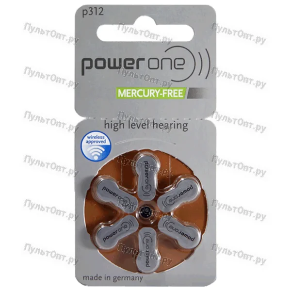 Эл. пит. ZA312 Zinc Air BL6 PowerOne (60)
