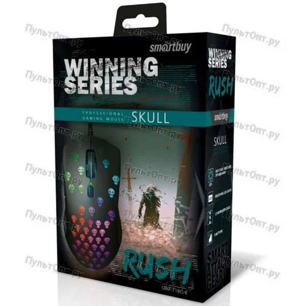 Мышь Smartbuy RUSH Skull, черная, игровая, проводная