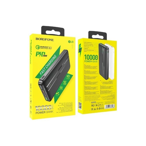 Аккумулятор внешний Borofone BJ9, Uranus, 10000mAh, пластик, дисплей, QC3.0, 2 USB выхода, микро USB