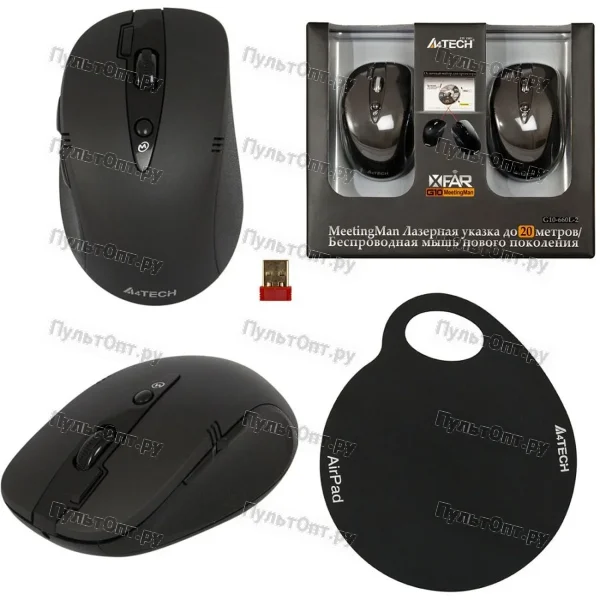 Мышь беспроводная A4Tech G10-660L классическая USB черный