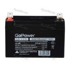 Аккумулятор свинцово-кислотный GoPower LA-435 4V 3.5Ah T1/ F1 (1/9/20)